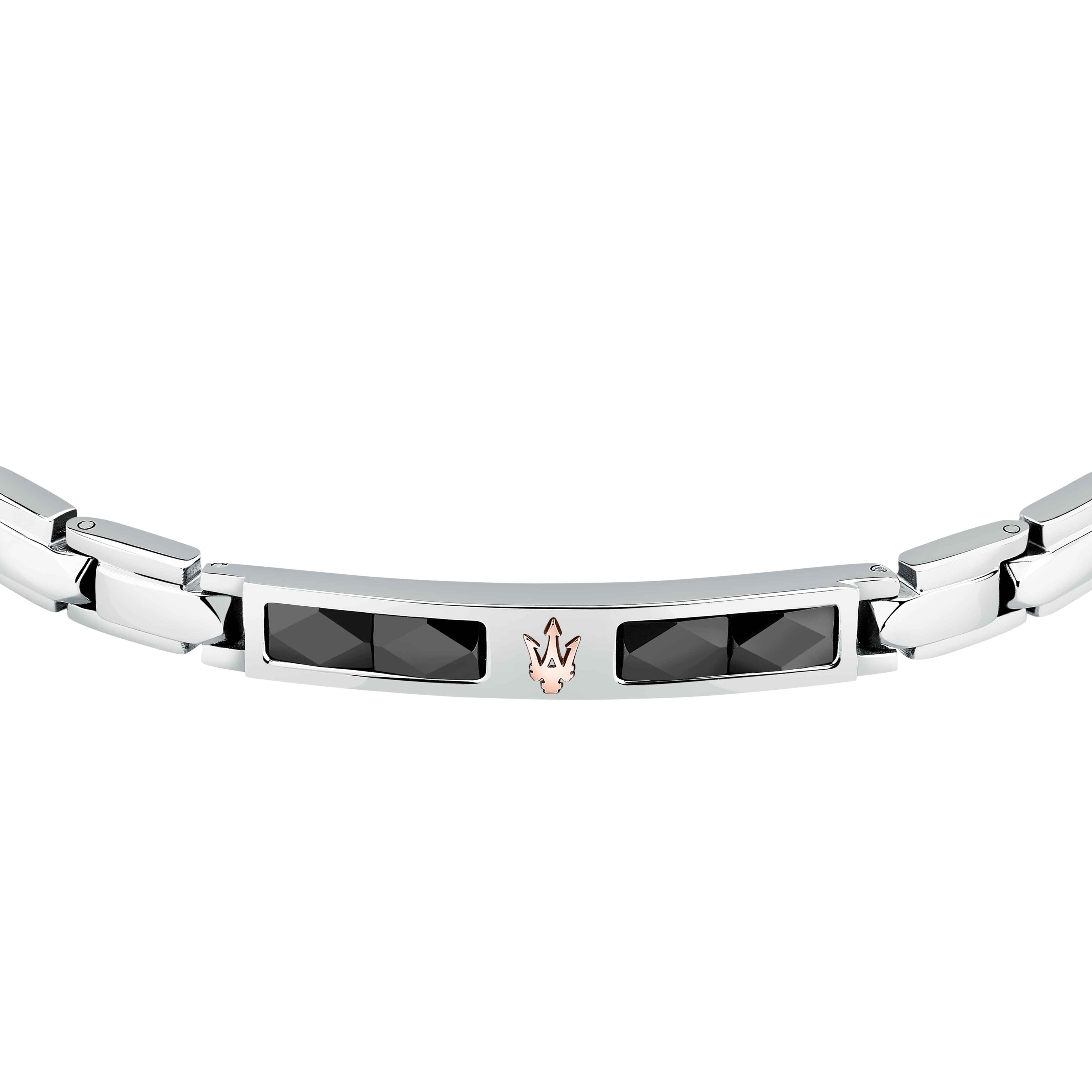 Bracciale Uomo Maserati Acciaio Ceramica Nera Logo Tridente JM224ATZ40